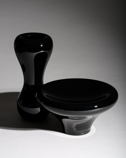 Rosenthal Studio-Line Baobab Vase & Bowl Emmanuel Babled Black Porcelain Germany