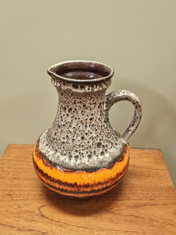 Ü-keramiek Orange West Germany Vintage Handled Vase, Ceramic, Brown (photo 2 of 12)