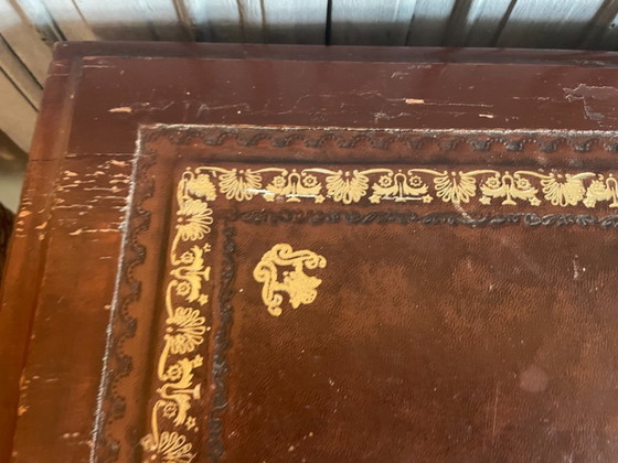 Image 1 of 19th Century Desk Worktable Leather And Inlaid With Gold Leaf