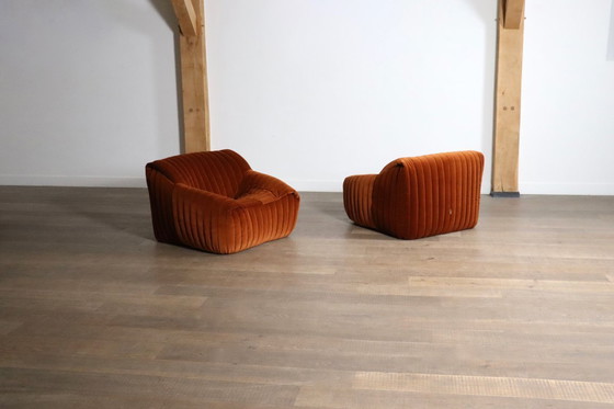 Image 1 of Paar Cinna Sandra loungestoelen in fluweel van Annie Hieronimus, 1970