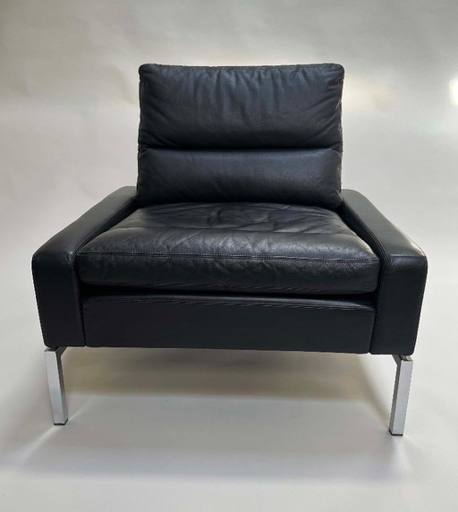 Wilkhahn Vintage fortouil en cuir noir par Hans Peter Piehl