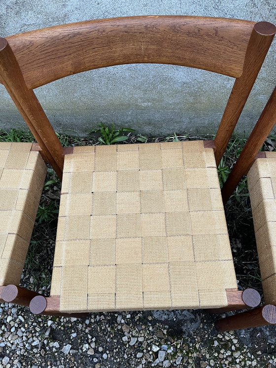 Image 1 of Scandinavian chairs in wood and webbing, 1960s design