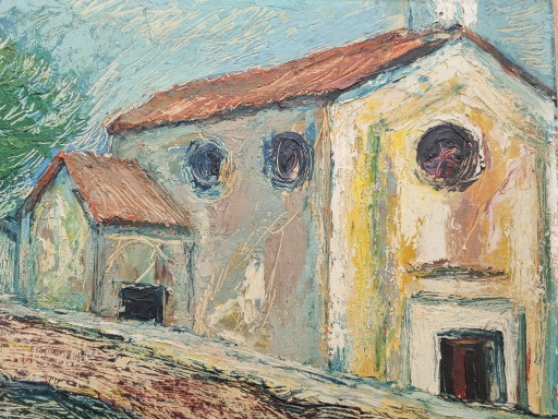 Expressive oil painting / church view – Dr. Heinz Beisker (1908-1991) - Düsseldorf School