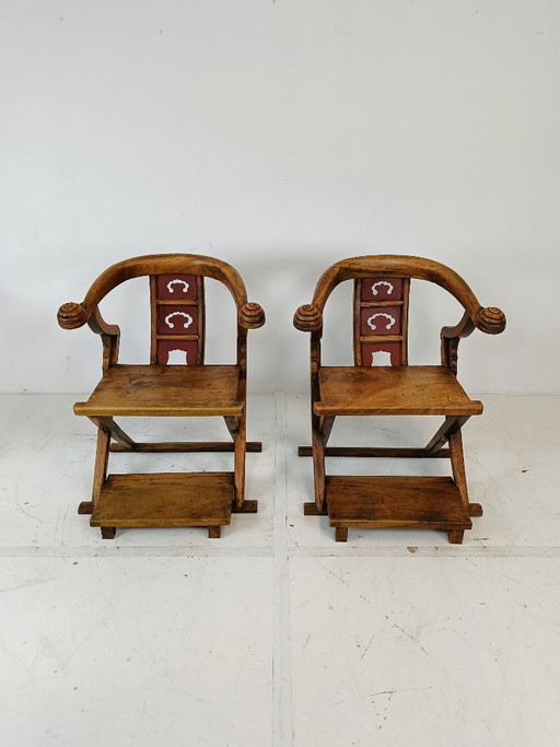 Zeldzame Aziatische troonstoelen – fauteuils, Wood (photo 2 of 10)