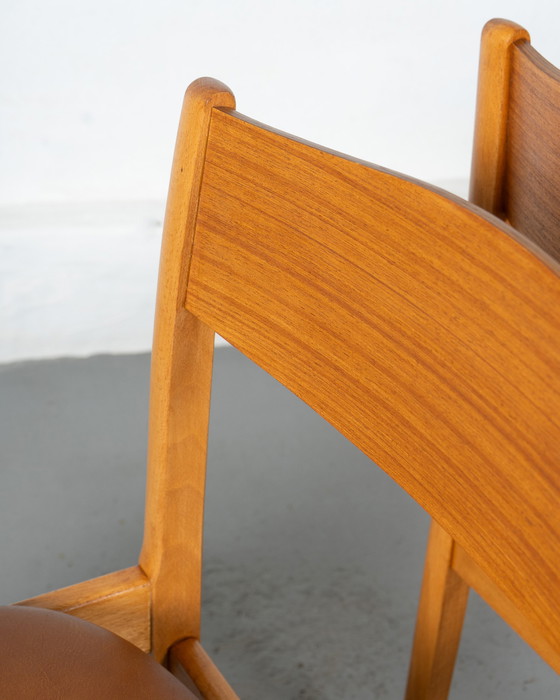 Image 1 of 6 X Danish Chairs Made Of Beech And Teak