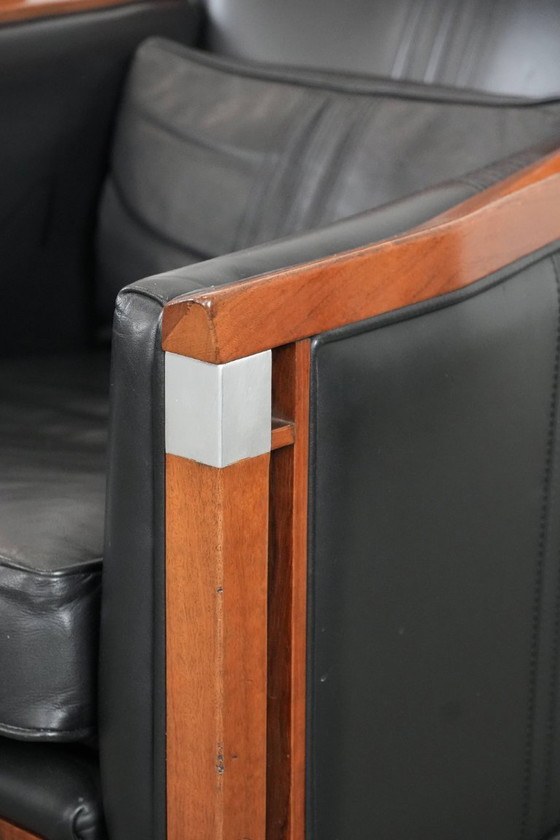 Image 1 of 2 x Sillón de diseño Art Déco Schuitema en piel negra de la serie Decoforma