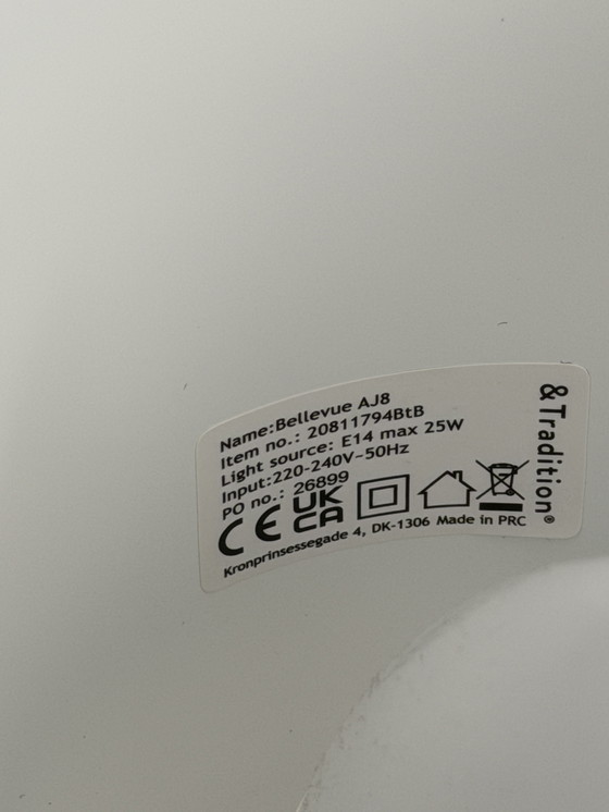 Image 1 of &Tradition Bellevue table lamp AJ8 designed by Arne Jacobsen for Dell