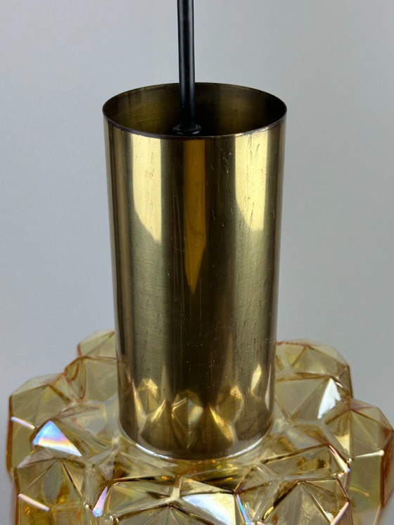 Image 1 of Lampada da soffitto anni '60-'70 Glashütte Limburg Germania vetro e ottone Space Age