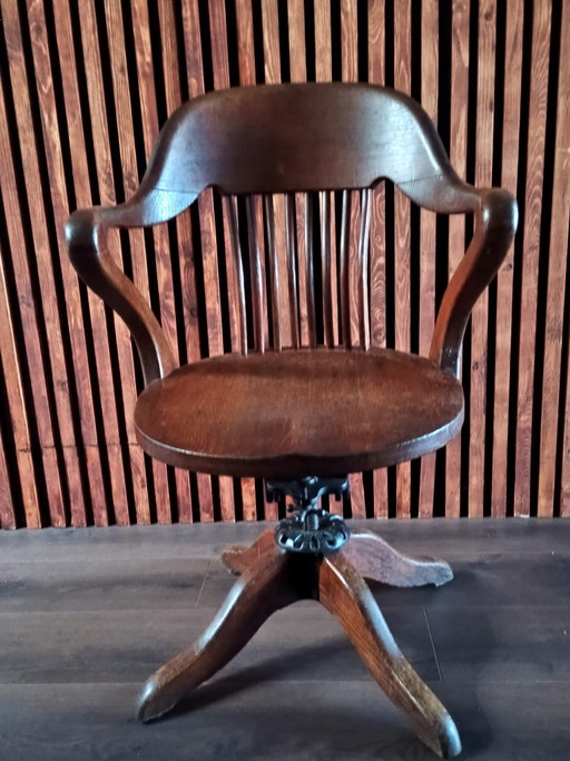 Antique Milwaukee Chair Co. swivel desk chair – ca. 1910-1920 – bureaustoelen, Wood