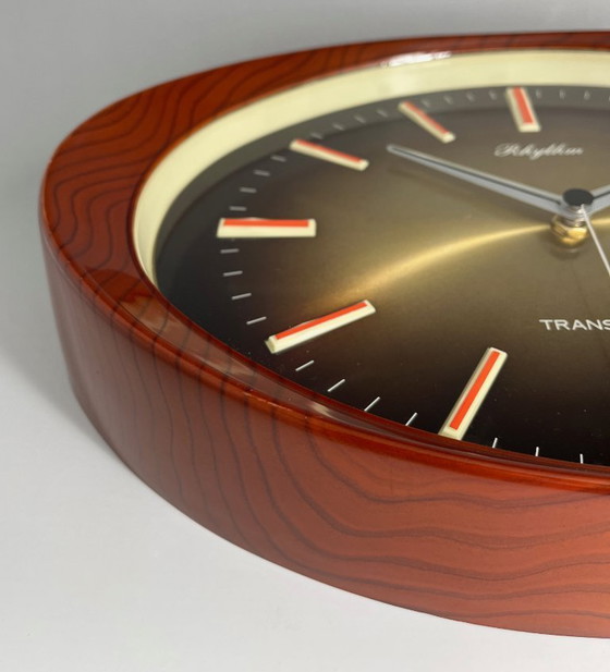 Image 1 of Orologio da parete Rhythm Japan – Design Mid-Century/Space-Age – Quarzo silenzioso – Vintage