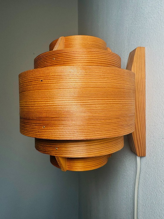 Image 1 of A pinewood wall lamp by Hans-Agne Jakobsson for Ellysett, Sweden 1960s