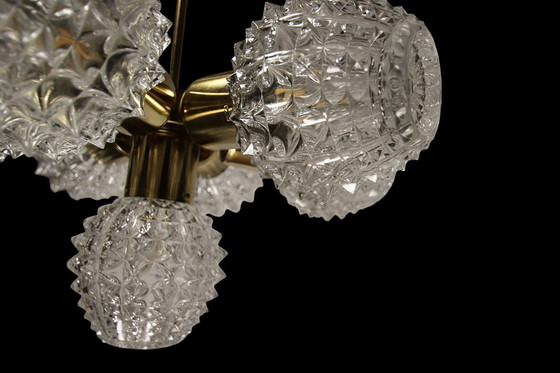 Image 1 of Kamenický Šenov “Ježko” Chandelier – Czech Vintage Design Classic (1970s, Crystal & Brass)