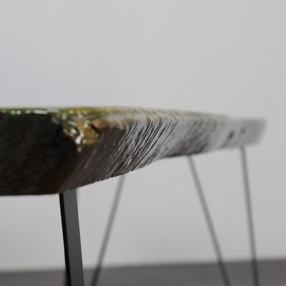 Image 1 of Unieke handgemaakte groene Epoxy Fusion Bank, jaren 1990