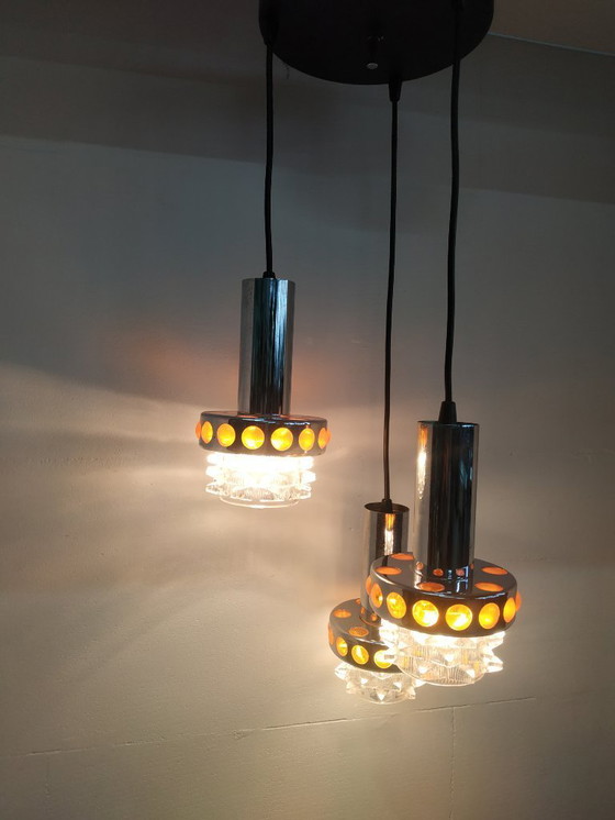 Image 1 of Vintage 60s/70s Massive/Raak cascade design pendant lamp (3 lamps)