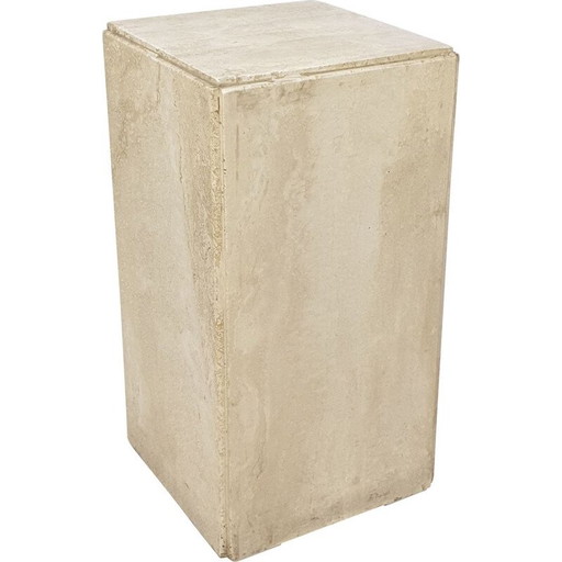 Pedestal de travertino vintage italiano, década de 1980