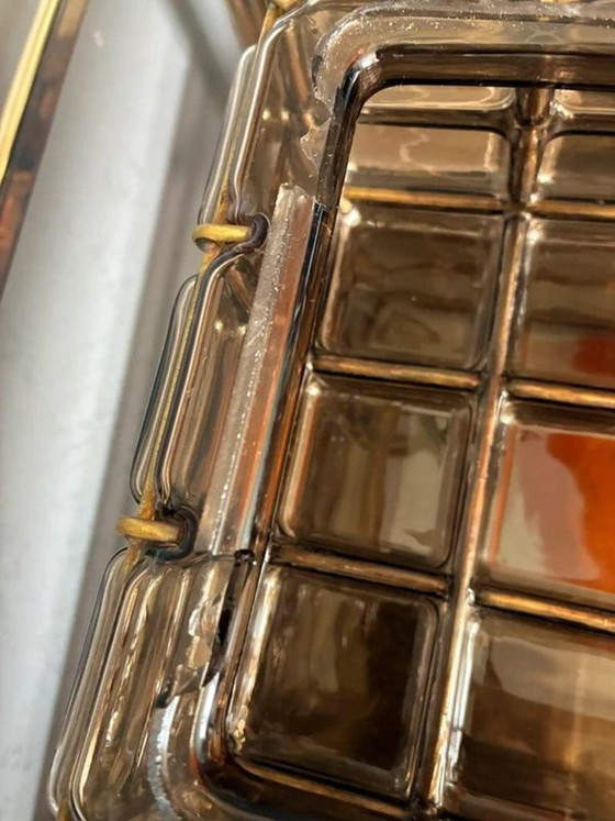 Limburg BOOM Ceiling Lamp, Smoked Glass Brass Light 1960s, Glashütte Limburg, Ceiling lights, Metal, Grey (photo 6 of 8)
