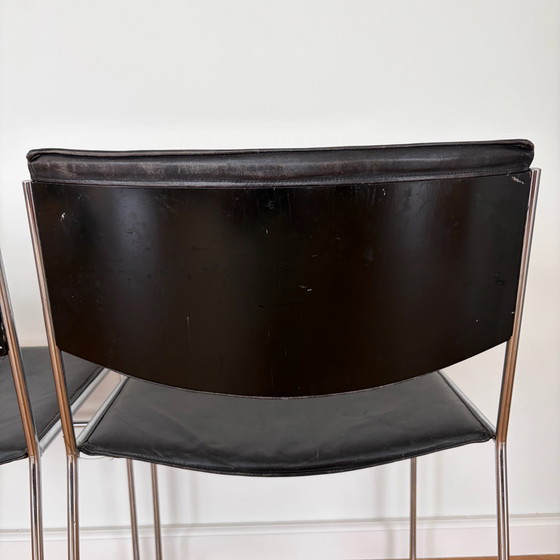 Set di 2 sedie di design retrò in pelle nera e cromo – Sedie da pranzo, Metallo (photo 6 of 6)