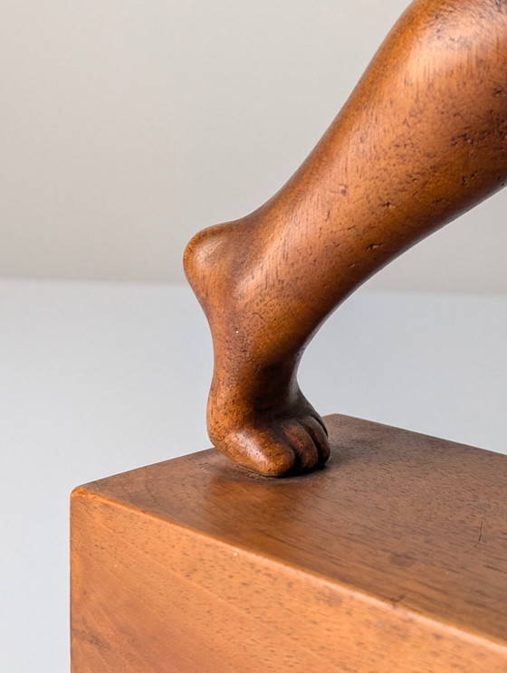 Image 1 of Art Deco Carved Wood Sculpture by Jens Jacob Bregnø, Denmark, 1900s, Signed