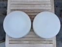 2 Vintage Bauhaus-style ceiling lamps, matte white opaline glass shade