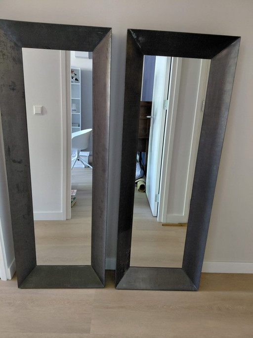 Twwe spiegels met loden lijst – Metal, Glass