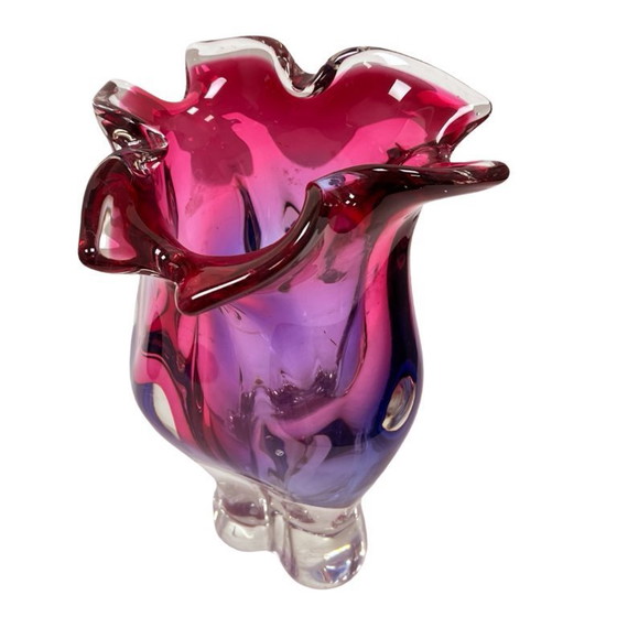 Image 1 of Josef Hospodka Chribska Vintage Vase Czechoslovakia 1960s Art Glass Sommerso