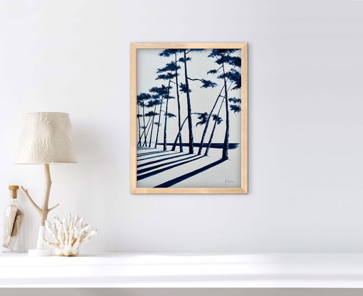 Acrylique Originale Sur Papier Encadrée. – schilderijen tekeningen, Paper