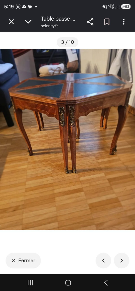 Teilbarer Couchtisch in 6 Teilen, sehr praktisch., Couchtische, Leder, Holz, Braun (Foto 7 von 10)