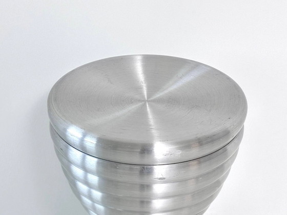2 Sgabelli Vintage in Alluminio con Contenitore, Design Space Age, Argentato, Modern (foto 11 di 11)