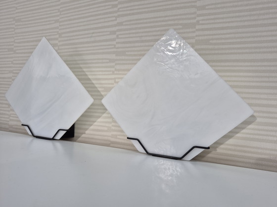 Image 1 of Set (2) vintage wall lamps. Black and white, 70s and 80s.