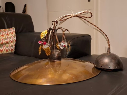 Plafón italiano Contemporanea de cobre y cristal de Murano