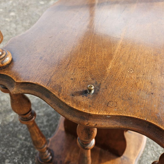 Image 1 of Französisches antikes mobiles Holzregal auf Rollen – viktorianische Konsole – Musikregal – 1920er Jahre