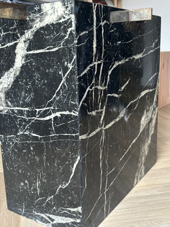 Image 1 of Table de salle à manger vintage Artedi en marbre noir