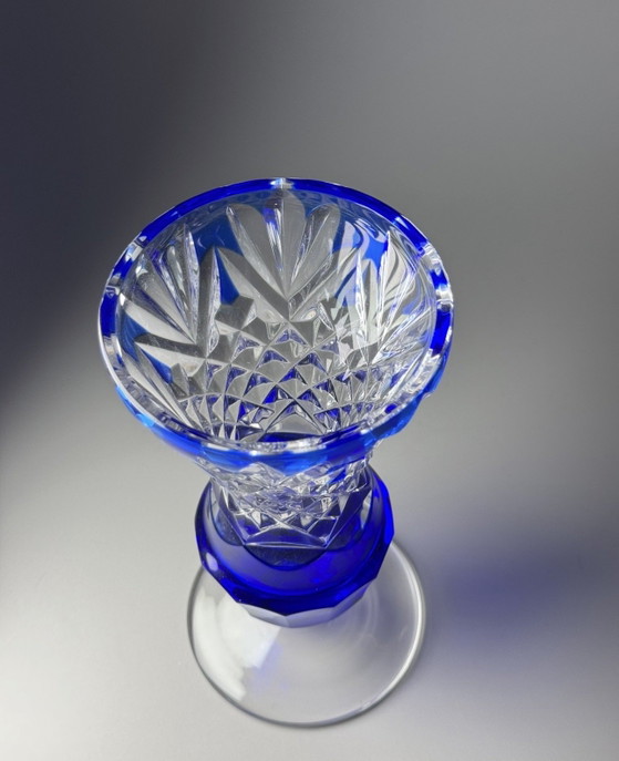Image 1 of Vaso in cristallo Overlay in edizione limitata di Val Saint Lambert × Xavier Crespo, Belgio.