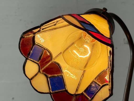 Image 1 of Vintage tafellamp in Tiffany-stijl, veelkleurig, jaren 70