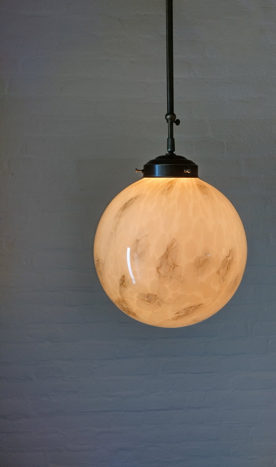 Image 1 of Lampada a sospensione - Art Déco - Lampadina 30 cm - Marmorizzata