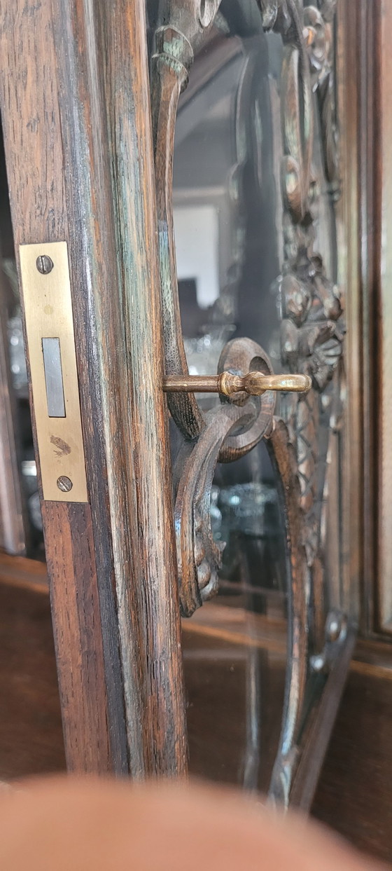 Credenza antica con piano espositivo – inizio XX secolo – Credenze con vetrina, Wood, Brass (photo 15 of 15)
