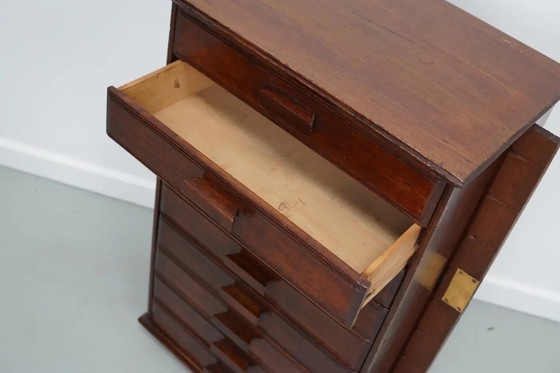Image 1 of French Art Deco Mahogany Apothecary/Filing Cabinet, Circa 1920