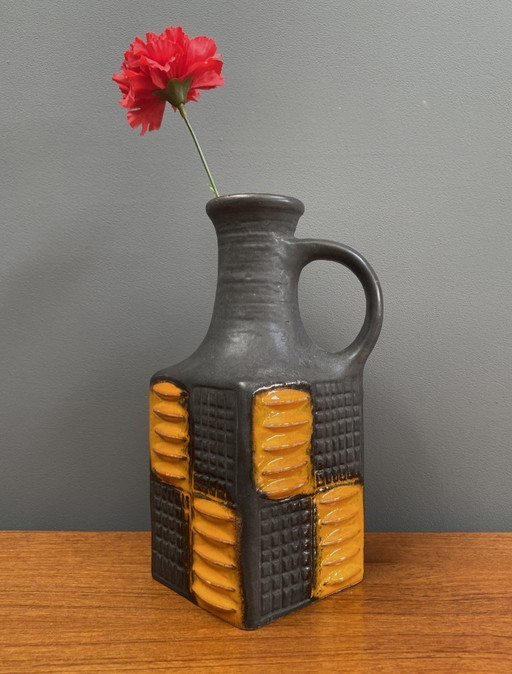 Brown and orange vase by Carstens model 7444-25  West Germany Pottery