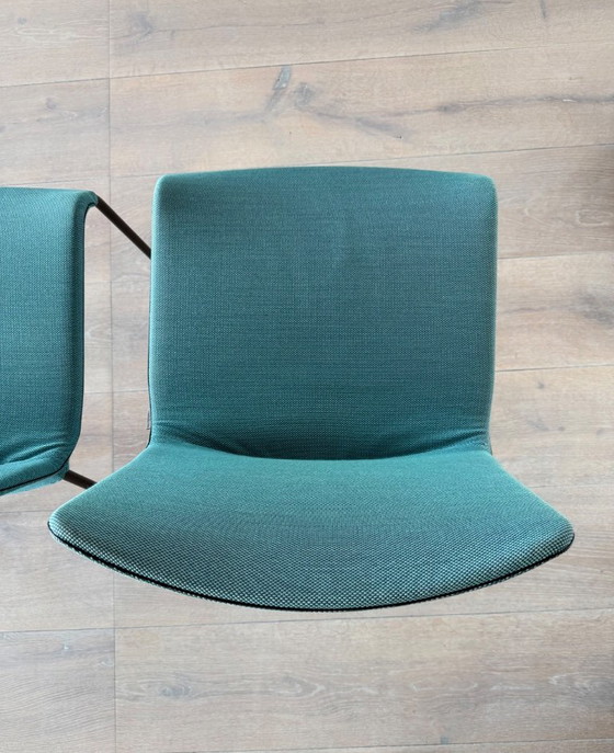 Lot de 4 chaises de salle à manger Walter Knoll Liz (Claudio Bellini), Textile, Métal, Turquoise (photo 3 sur 7)