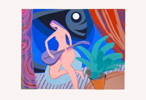 Wallace SOMMERS Femme au luth serigrafia 1992