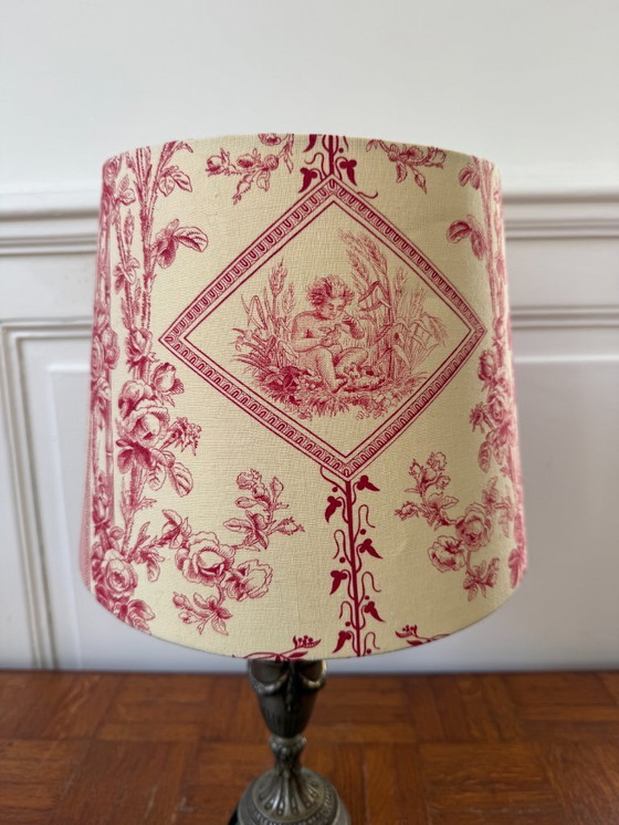 Image 1 of Empire style lamp with toile de jouy lampshade