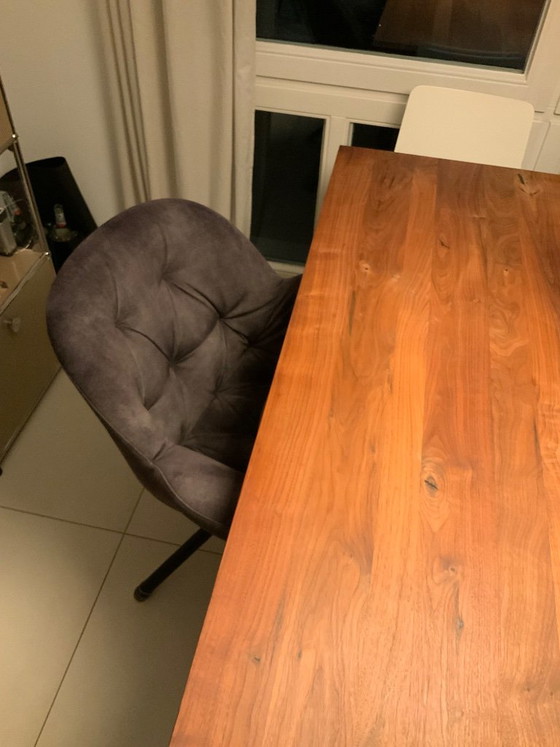 Set da pranzo: Piano 180x110cm + 4 sedie girevoli, SOLO COMPLETO, Legno, Marrone (foto 4 di 5)