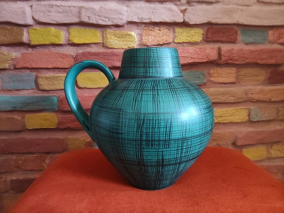 Image 1 of Carstens Tönnieshof handle vase 698-23 green with black stripes