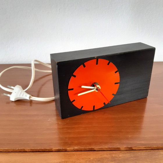 Image 1 of Mid Century design NUFA electric table clock L19H11D4.5cm