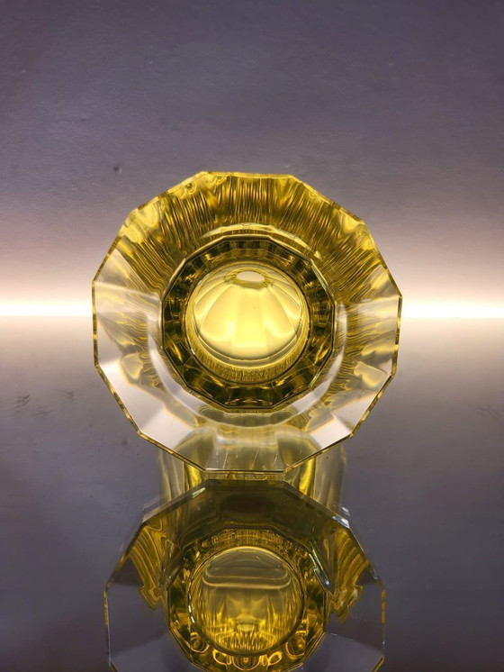 Image 1 of Val Saint Lambert “Montmartre” shaker / karaf met 2 glazen in uraniumglas ca. 1930