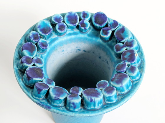 Image 1 of 1960's Ceramano Ceralux Vase von Hans Welling, Mitte des Jahrhunderts Türkis Fett Lava Keramik, Westdeutsche Töpferei