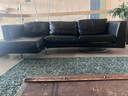 Black leather 3-seater sofa