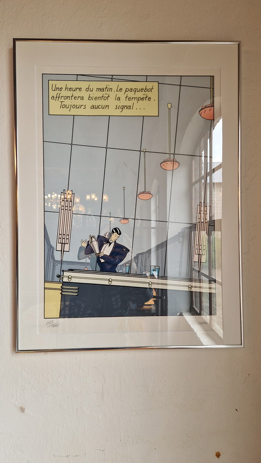 Póster vintage único, nuevo paspartú y plato de cristal.