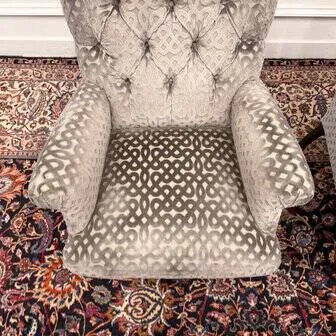 Set Chesterfield Sessel Samt gemustert grau (Foto 8 von 20)