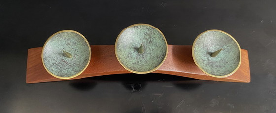 Image 1 of portacandele in teak e ottone